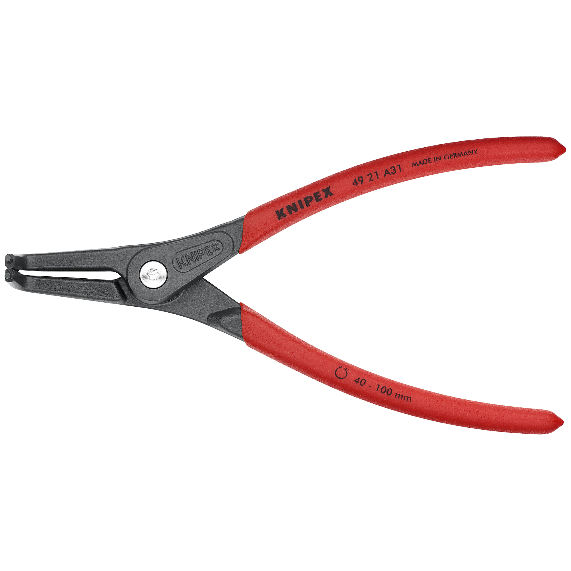 KNIPEX External 90° Precision Snap Ring Pliers - 8.25in., 3/32in. Tip, Steel, Model# 49 21 A31